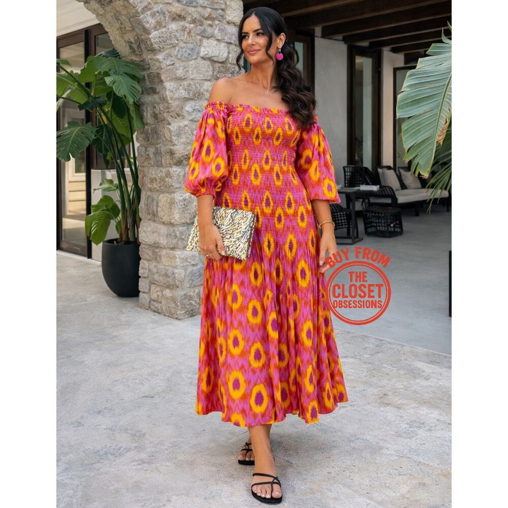 ZARA Blogger Fave Smocked Off-Shoulder Maxi Dress NWT - Picture 9 of 16